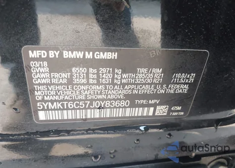 2018 BMW X5 M из США, поврежденный, VIN 5YMKT6C57J0Y83680